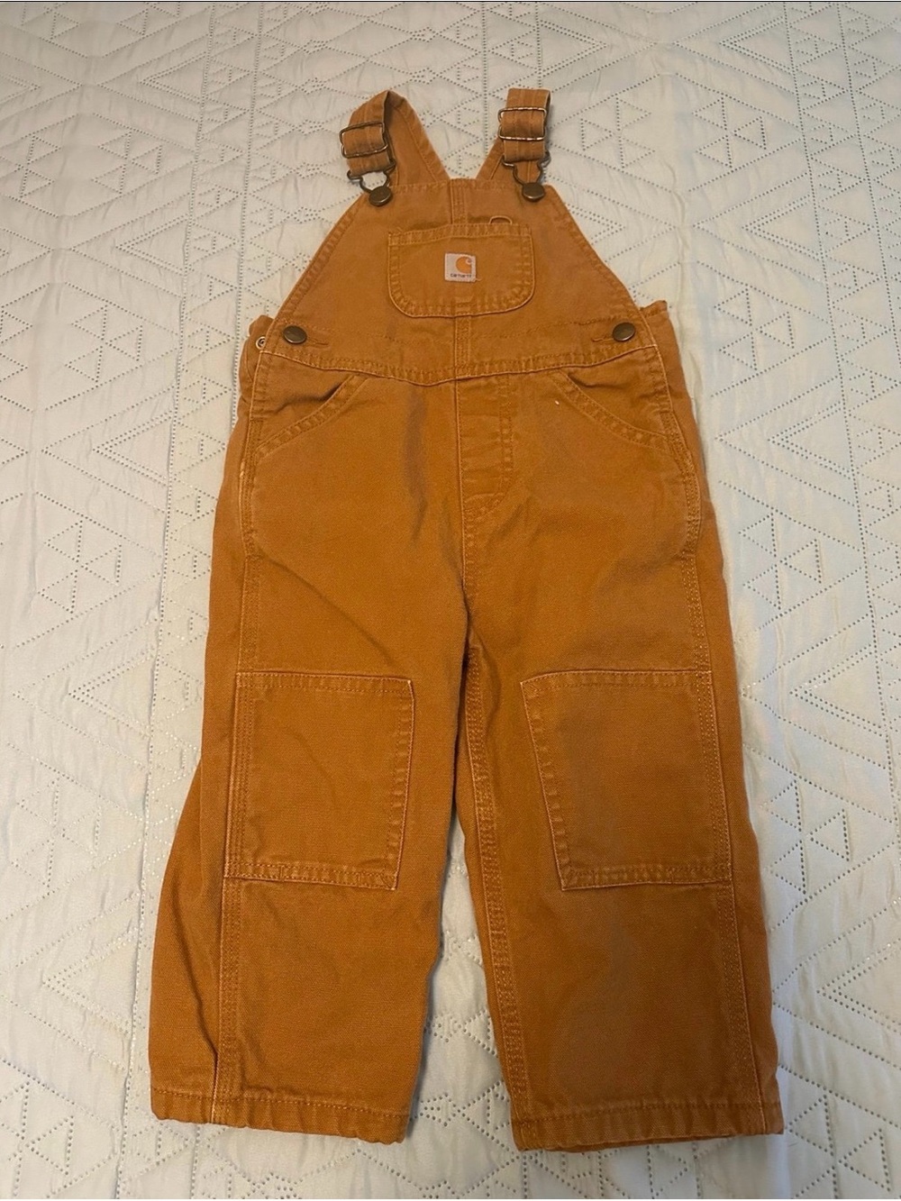 Carhartt Brown Flannel Lined Overalls Size 2T Toddler Pumpkin Patch Fall